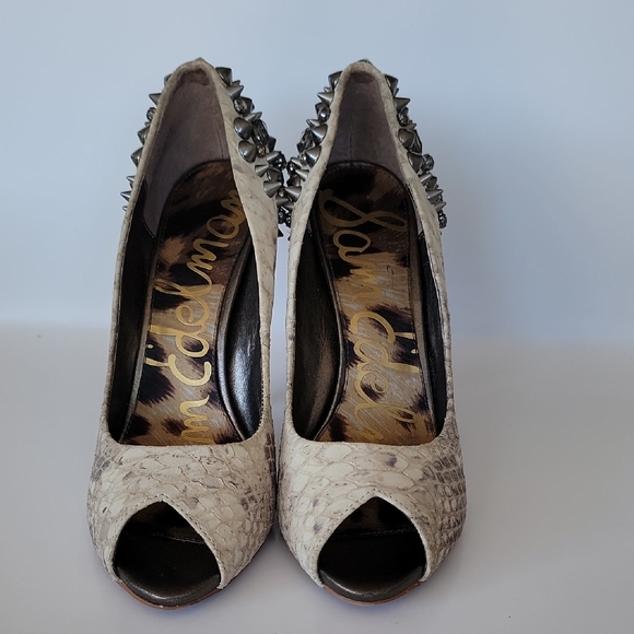 Sam Edelman Snake Print Studded Heels - Picture 4 of 7